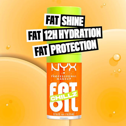 NYX PROFESSIONAL MAKEUP Fat Oil Chillz, Moisturizing, Shiny and Vegan Tinted Lip Gloss - Citrus Chiller (Sheer Orange)