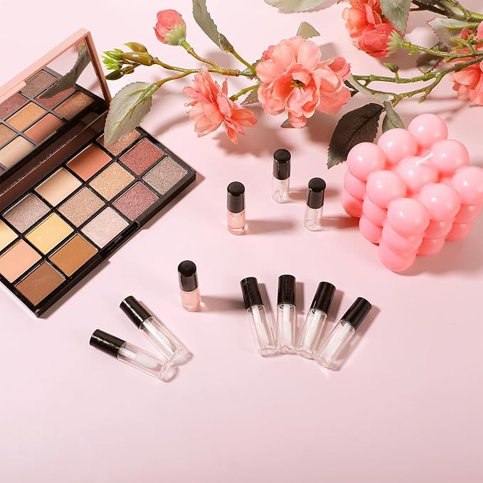20 Pcs Empty Lip Gloss Tubes 1.2ml Clear Mini Refillable Lip Balm Bottles Lip Gloss Containers with Wand Makeup Containers Bottles for Lipstick Samples Lip Balms Lip Gloss Making Travel Split Charging