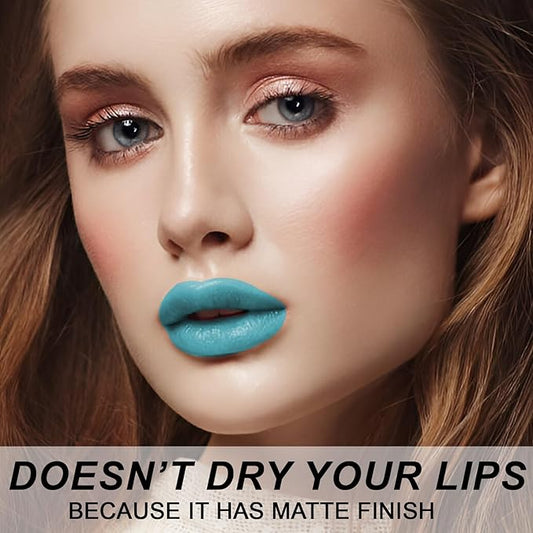 Matte Bullet Long Wear Lipstick - Vegan and Cruelty-Free - Smudge and Waterproof Matte Lipstick with Moisturizing Formula - All Day Comfort - (Aqua Bloom #21)