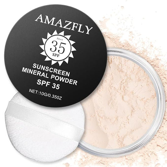 Sunscreen Mineral Setting Powder, SPF 35, Talc-Free, Blurring Finishing Powder, Buildable Lightweight Coverage, for Matte Base Makeup (#01 Translucent Setting Makeup)