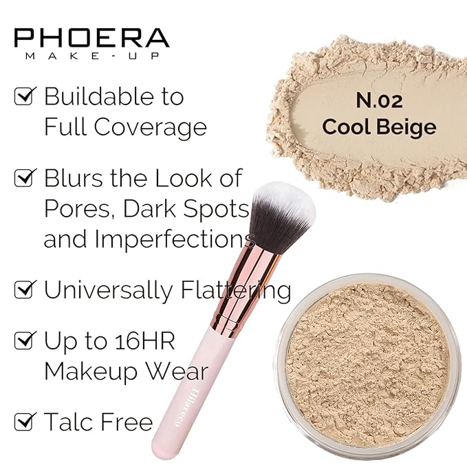 PHOERA Foundation, Full Coverage Foundation, PHOERA Primer, PHOERA Powder, PHOERA Makeup Set, Kabuki Makeup Brushes Foundation Brush Powder Brush,2 Pcs Makeup Sponge (111# Chestnut)