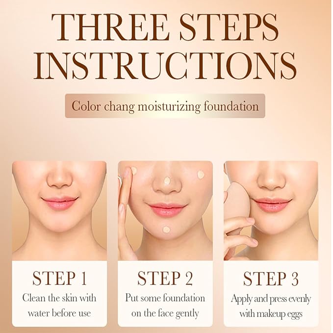 Color-Changing Foundation, High Coverage Long-Lasting Moisturizing Matching Self-Adjusting BB Cream, Suitable for All Skin Types, 1.05 Oz/30g Ivory White