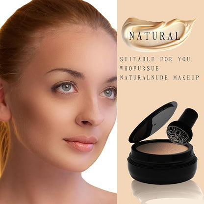 2024 New Mushroom Head Air Cushion CC cream,Air Cushion beauty Waterproof BB Cream Foundation,Face Makeup Base Full Coverage Long Lasting Matte Concealer CC Cream(Natural)