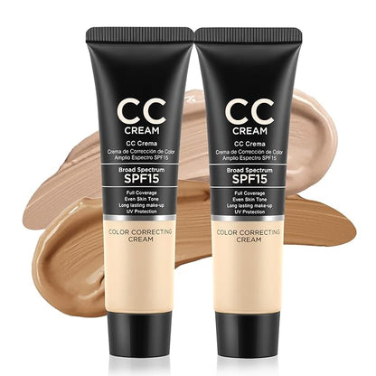 2Pcs Camo CC Cream Foundation, Color Corrector CC Cream, Full Coverage Long Lasting Matte Makeup for All Skin Types