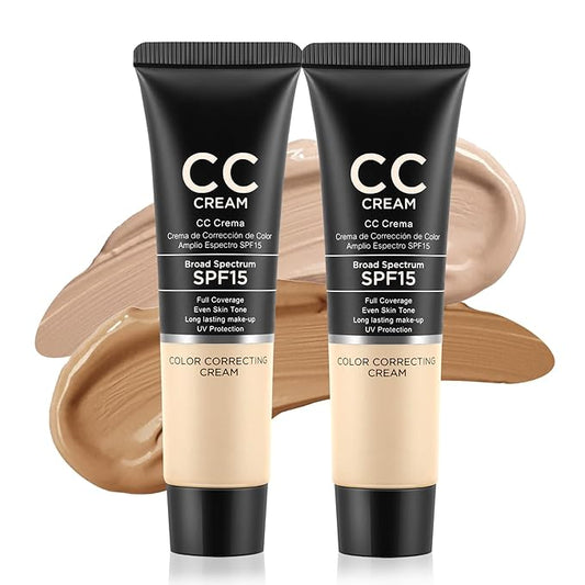 2Pcs Camo CC Cream Foundation, Color Corrector CC Cream, Full Coverage Long Lasting Matte Makeup for All Skin Types
