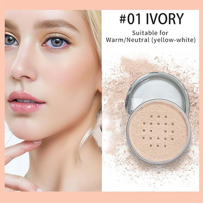 BLUE LOVE 2Pcs Loose Setting Powder Makeup for Face Set, Oil Control Smooth Face Makeup Finishing Powder Foundation, Waterproof Cosmetic Powder Loose Face Powder Compact for Oily Skin