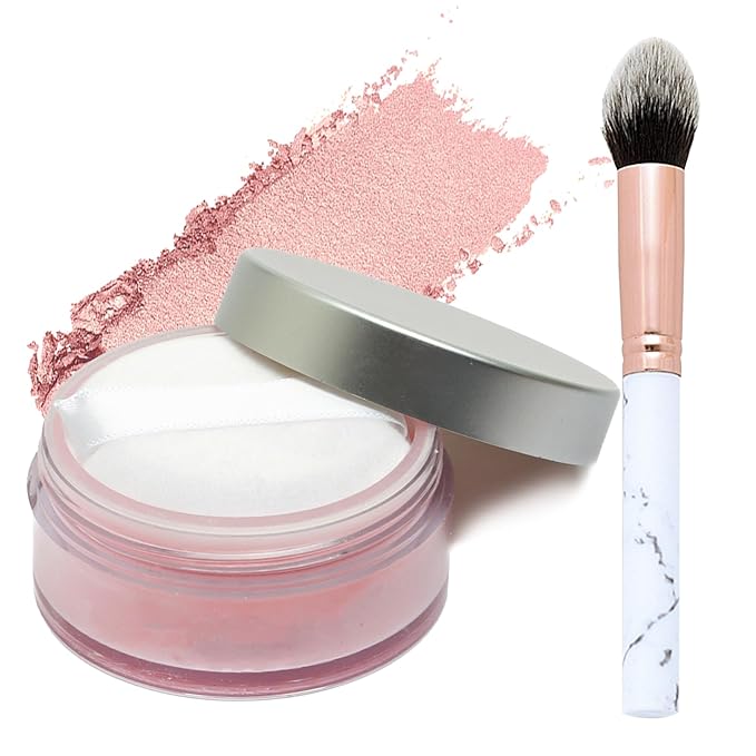 Loose Setting Powder Set with makeup brush,Lightweight Long Lasting Oil Control Loose Face Powder,Translucent Matte Drying Finishing Setting Powder for All Skin Types B