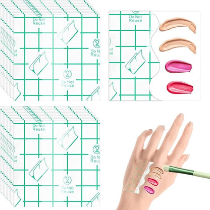 100pcs Makeup Hand Palette Waterproof PU Film Self Adhesive Disposable Makeup Mixing Palette