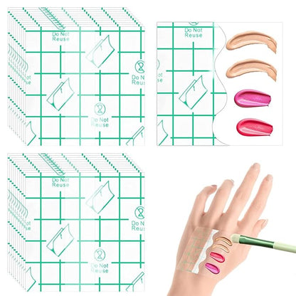 100pcs Hand Palette Sticker, PU Film Transparent Waterproof Self Adhesive Makeup Hand Palette for Professionals Beginners