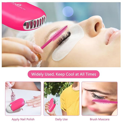 Buqikma Lash Shampoo 2.11Floz Eyelash Extension Cleanser Gentle Foam,USB Mini Lash Fan,Rinsing Bottle Mascara Brush Cleaning Brush Lash Cleaning Kit Lash Wash for Professional Salon&Home Use(Rose Red)