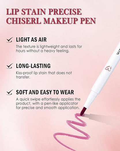 Lip Liner Stain Mark Pen-3Pcs Pink Rose Red Liquid Lip Stain Tint,Longlasting Waterproof Quick Dry Lipstick Lipcolor,Precise Chisel Tip Smooth Lip Gloss Pencil,Lip Makeup Lipstain Pen for Women-SetB