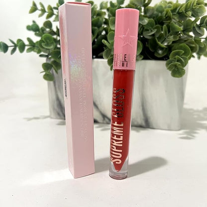 Jeffree Star Cosmetics Supreme Gloss – Red Affair (Medium) – Full-Pigment, High-Shine, Non-Sticky Lip Gloss with Rose Petal Applicator, Vegan & Cruelty-Free Formula