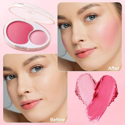 UCANBE Cream Dual Blush for Cheeks: Lightweight Buildable Highlighter and Blush Palette - Smooth Natural Makeup Blush - Long-lasting All-day Face Contour Blush（01#Lemonade)