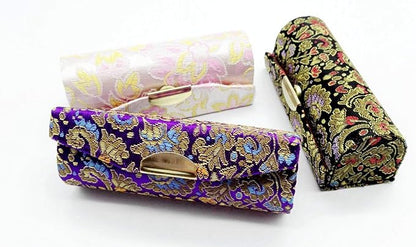 Comicfs Lipstick Case 3pcs /Set Lipstick Case with Mirror, satin Silky Fabric with Gorgeous Design, Random Assorted Colors, Jewelry Box