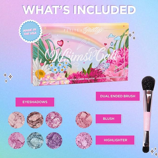 Petite ’N Pretty WhimsiCali Eyeshadow & Cheek Makeup Palette & So Dreamy 10K Shine Lip Gloss Duo (First Freeze & Rosy Dreams) for Kids, Tweens and Teens