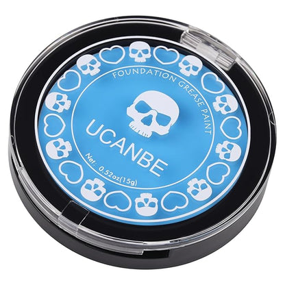 UCANBE Light Blue Face Body Paint Makeup Foundation, Cream Greasepaint for Kids & Adult, Non-Toxic FX Face Painting Kit for Halloween Smurf Avatar Corpse Bride Sally Face Makeup, Costume Cosplay Party