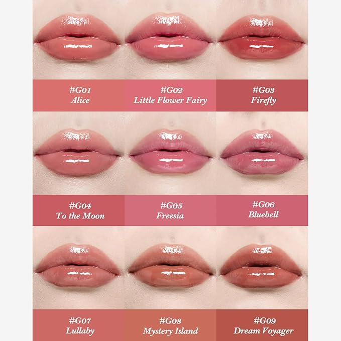 Flower Knows Midsummer Fairytales Coating Lip Lacquer,Glowy Non-Fading Lip Gloss,Hydrating Tinted Lip Oil for Girls&Women,Vegan & Cruelty Free,0.17Fl Oz(G01 Alice)