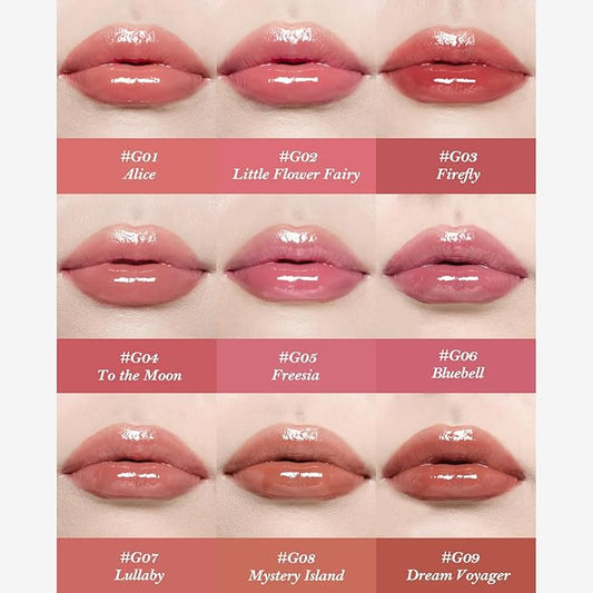 Flower Knows Midsummer Fairytales Coating Lip Lacquer,Glowy Non-Fading Lip Gloss,Hydrating Tinted Lip Oil for Girls&Women,Vegan & Cruelty Free,0.17Fl Oz(G06 Bluebell)