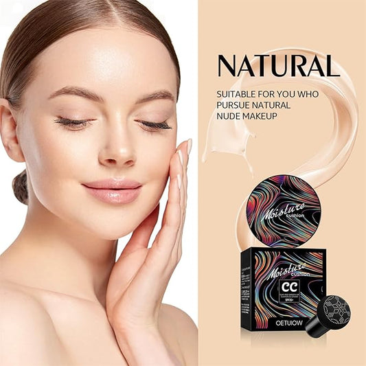 Mushroom Head Air Cushion CC Cream, Long Lasting Matte Concealer, Bright Makeup Base, Moisturizing BB Cream Liquid Foundation, Collagen Cushion Foundation (Natural, 3.21 Ounce (Pack of 1))