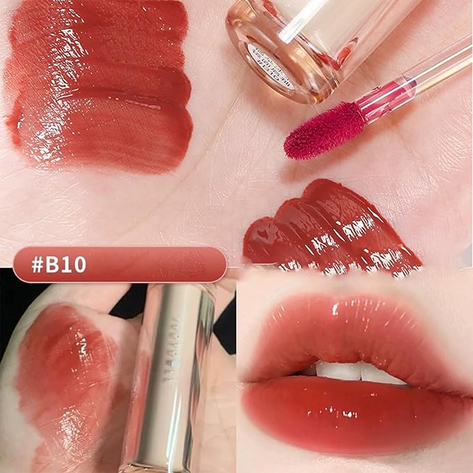 Ice Iron Tinted Lip Tint, Jelly Hydrating Lip Oil - Moisturizing Nonstick Tinted Gloss (#N01 Milky Peach)