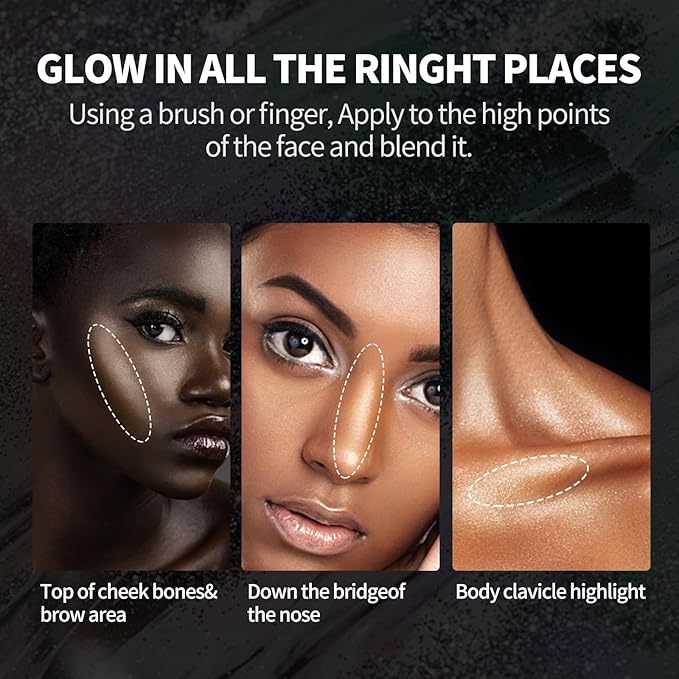 8 Colors Highlighter Makeup Palette，Shimmer Glitter Multichrome Highlight Powder luminizers，All Sparkling Shades Can Be layered or Worn Individually to Enhance & Brighten Your Face Features