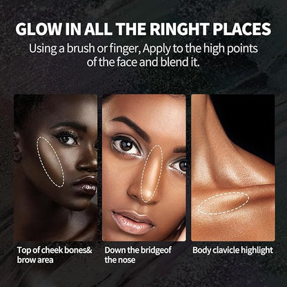 8 Colors Highlighter Makeup Palette，Shimmer Glitter Multichrome Highlight Powder luminizers，All Sparkling Shades Can Be layered or Worn Individually to Enhance & Brighten Your Face Features