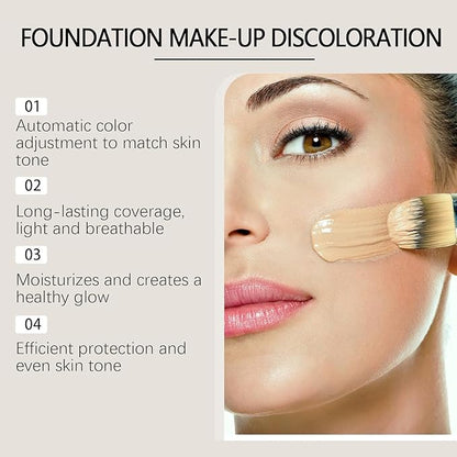 TLM Color Changing Foundation, Moisturizing Warm Skin Flawless Full Coverage Face Foundation Makeup for All Skin. (1pcs)