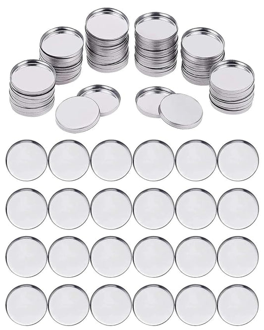 EORTA 100 Pcs Empty Round Metal Tins Palette Pans Silver Mini Aluminum Plate for Paint Eyeshadow Palette Makeup, Diameter 2.5cm