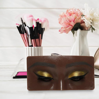 3D Eye Makeup Face Practice Board, Perfect Aid to Makeup Practicing Face Board, Reusable Silicone Face to Practice Makeup Mannequin for Beginners to Practice Eyesmakeup Kit (Black)