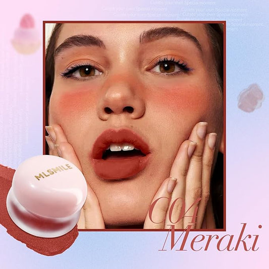 Lip and Cheek Blurring Pudding Pot, Blurry Pudding Pot, Buildable and Lightweight, Multi-Purpose Blurring and Mousselike Pudding Pots for Lips and Cheek(Meraki)