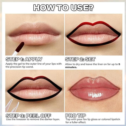 3 PCS Peel Off Lip Liner, Long Wear Tattoo Lip Stain Peel Off, Matte Finish, Long Lasting, Waterproof Peel off Lip Liner Stain (4#5#6#, M)