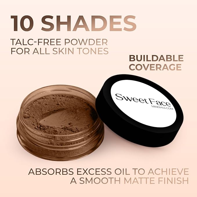 Ebony Shade Foundation (20g Full Size Sifter Jar) Matte Mineral Makeup Loose Powder Bare Face Full Coverage Long Lasting All Natural Noncomedogenic for All Skin Types Airbrushed Finish SPF 30