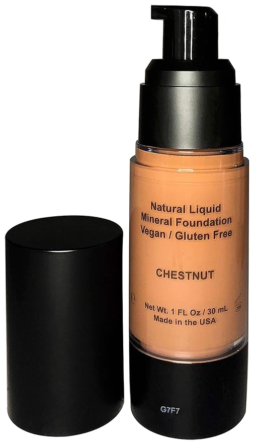 Mom's Secret 100% Natural Liquid Foundation, Organic, Vegan, Aloe Based, Natural Sun Protection, Gluten Free, Cruelty Free, Made in the USA, 1FL Oz. (Chestnut)