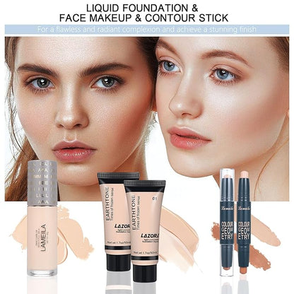 LAZORA Makeup Kit for Women All in One Makeup Sets Makeup Kit for Women Full Kit Teens Makeup Essential Bundle Include 20 Color Eyeshadow Palette Set