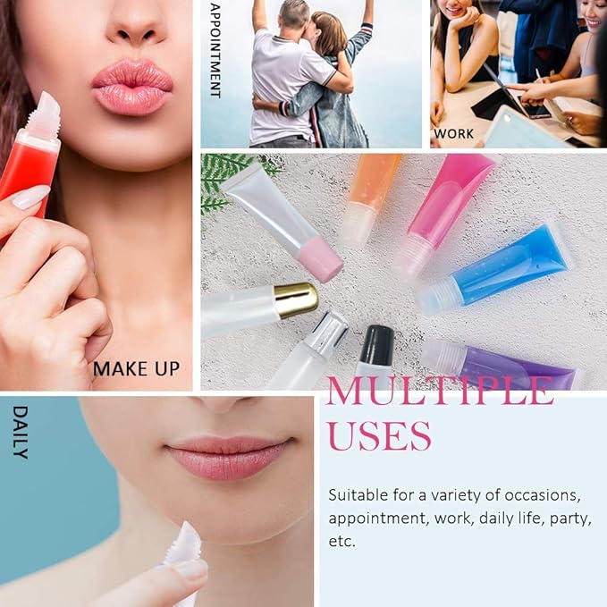 AMORIX 6 Packs Lip Gloss Tubes 5ml Pink Cap Lip Gloss Containers Empty Lip Balm Tubes Cosmetic Squeeze Lipgloss Tubes for DIY Lip Gloss Base