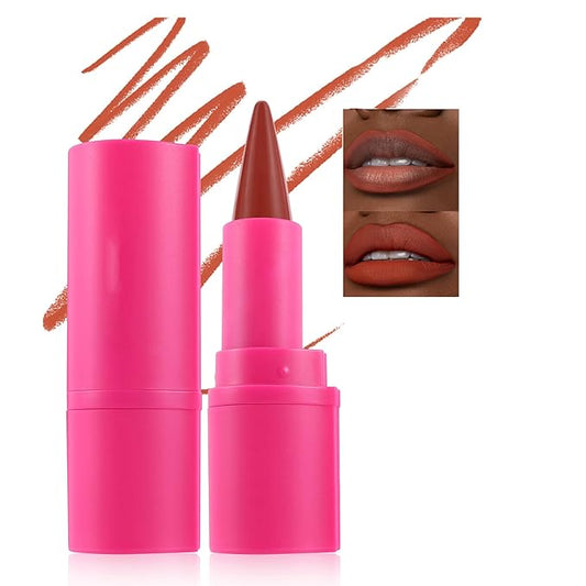 Lipstick and Lip Liner Combo Set, 2 In 1 Gradient Matte Lip Gloss, Achieve Flawless Contour and Gradual Ombre Effect with Easy-to-Use Crayon Form & Cone Tip, Non-Smudging, 02# Hot Girl