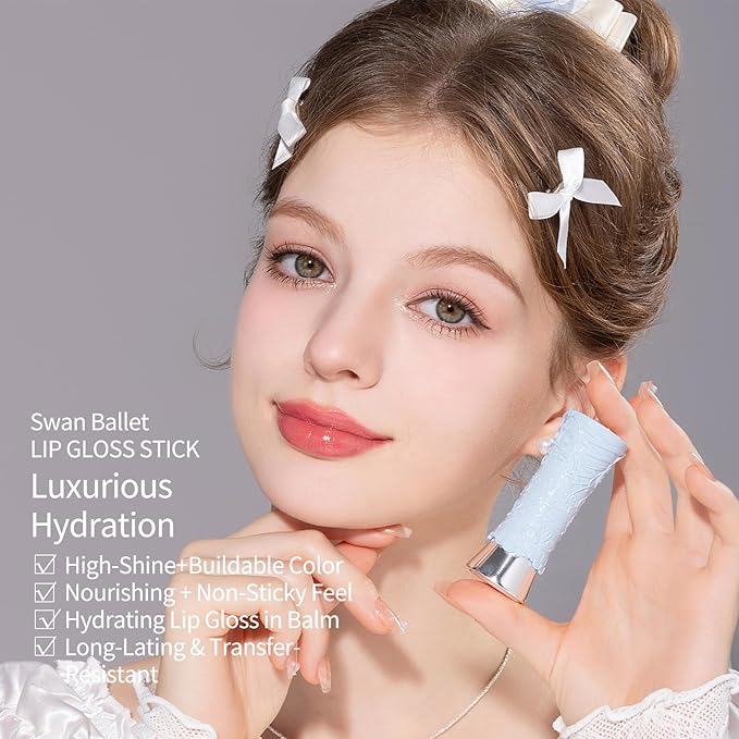 Flower Knows Swan Ballet Shine Lipstick,Hydrating Solid Lip Gloss,Moisturizing Pink Tinted Lip Balm-Long Lasting Lip Gloss in Balm for Girls&Women,Vegan & Cruelty-Free(B05 Endless Summer)