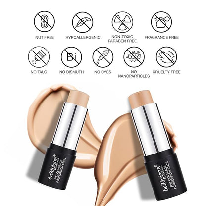 bellapierre Mineral Foundation Stick | Full Coverage Matte Finish | Cruelty Free | Non-Toxic and Paraben Free | Compact Tube - 0.35 Oz - Medium