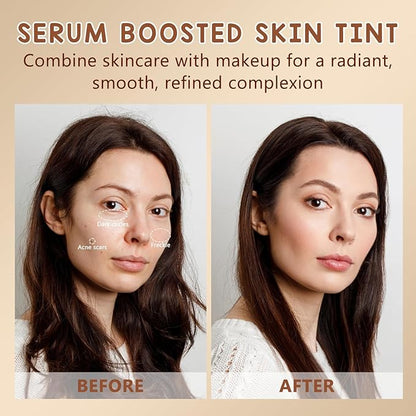 Foundation Stick Beauty Balm Serum Boosted Skin Tint, Solid Tinted Moisturizing Serum Contour Stick Foundation Face for Women, for Face Natural Makeup (03, 18g)