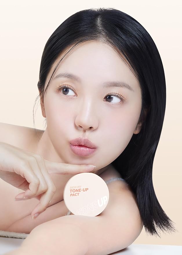 I'M MEME Compact - Skin Fit Tone Up Pact | FLawless Finish with Aqua Sebum, Soft & Velvet Pressed Powder Compact, Smooth Pores & Fine Lines, Korean Makeup, Translucent, Oily Skin, 0.35 Oz