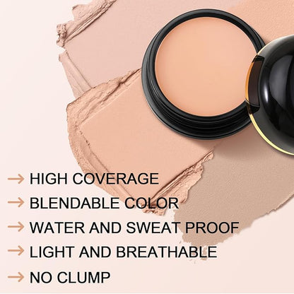Boobeen Waterproof Full Coverage Foundation Makeup, Creamy Skin Foundation Concealer, Lightweight And Long-Lasting Buildable Coverage For Flawless Finish
