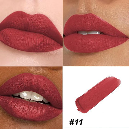 Matte Bullet Long Wear Lipstick - Vegan and Cruelty-Free - Smudge and Waterproof Matte Lipstick with Moisturizing Formula - All Day Comfort - (Crimson Luxe #11)