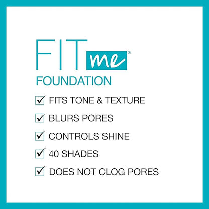 Maybelline Fit Me Matte + Poreless Liquid Foundation Makeup, Latte, 1 fl; oz; Oil-Free Foundation (Pack of 3)