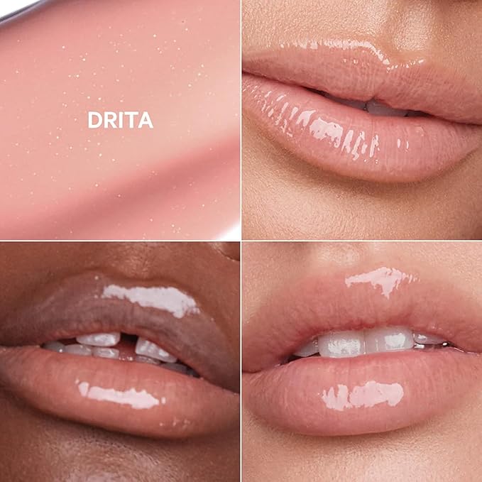 Kevyn Aucoin Celestial Lip Gloss, Drita (creamy sheer nude): Light reflecting shine & sheer. Precision makeup artist applicator. Hydrating, non-stick formula. Multi-dimensional 3D plumping effect.