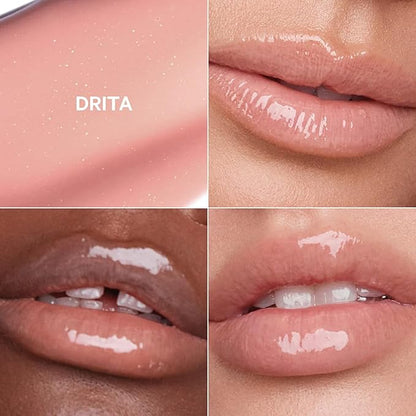 Kevyn Aucoin Celestial Lip Gloss, Drita (creamy sheer nude): Light reflecting shine & sheer. Precision makeup artist applicator. Hydrating, non-stick formula. Multi-dimensional 3D plumping effect.