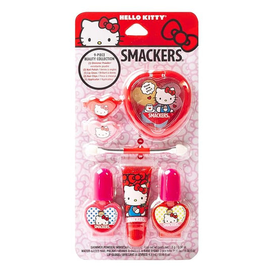 Lip Smacker Sanrio Hello Kitty Makeup Set, Kids Color Collection, 3 Moisturizing, Smoothing Soft Shine, Hydrating & Protecting Products, Fun Flavors, Cruelty-Free & Vegan
