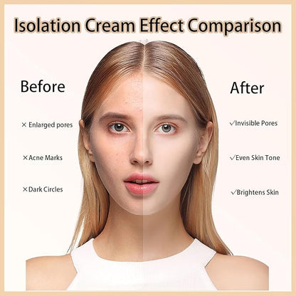 Primer Face Makeup Base, Color Corrector 3 In 1 Isolation Cream, Makeup Primer Skin Tone Correcting, Face Primer for Makeup Brightening Primer, Oil Control Hide Wrinkles and Fine Lines
