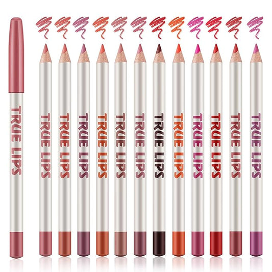 12pcs Lip Liner Pencil Set,High Pigmented Lip Makeup Soft Pencils,Long Wear,Waterproof,Smooth Ultra Fine Lipstick