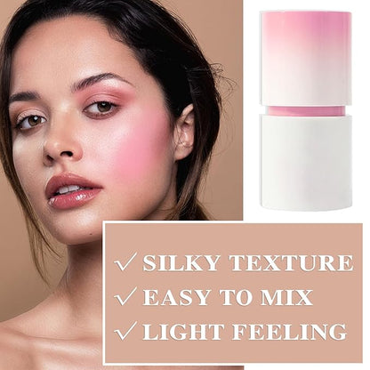 Cream Blush Stick with Brush and Makeup Sponge,Waterproof Multi Cream Makeup Stick,Lightweight,Long-lasting,2 in 1 Multi Blush for Cheeks & Lip Tint & Eyeshadow E