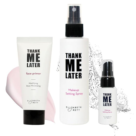 Elizabeth Mott Thank Me Later Makeup Base Face Primer (30g) & Dewy Setting spray 95ml & Setting Spray 30ml